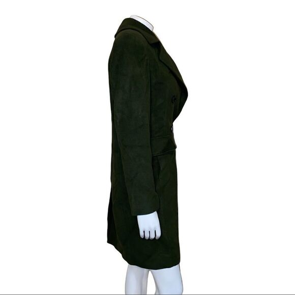 Anne Klein Dark Olive Double-Breasted Wool Cashmere Blend Coat Size 4 NWT - Picture 3 of 9